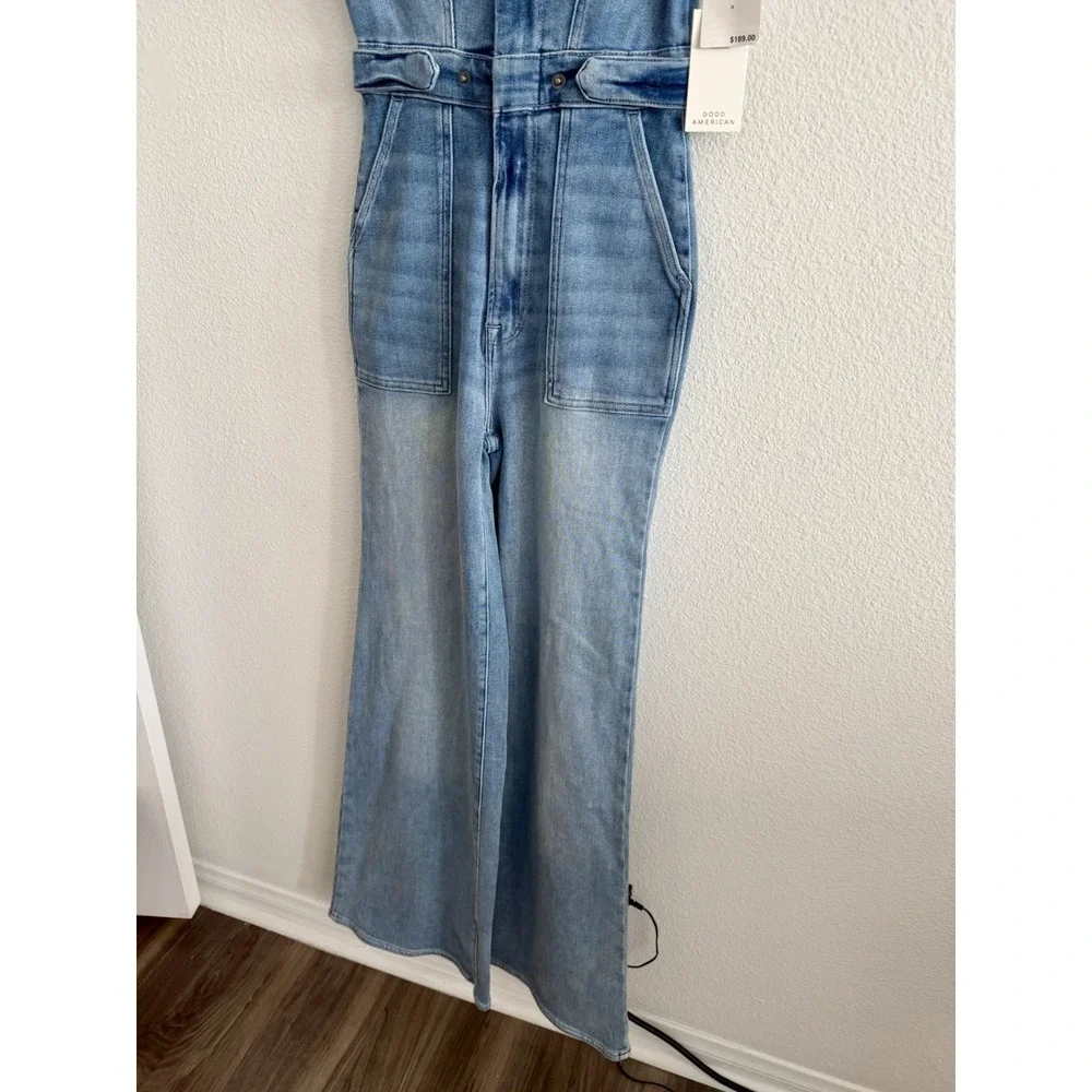 Good American Denim Jumpsuit NWT Sz 0 XS Fit for‎ Success Bootcut Stretch